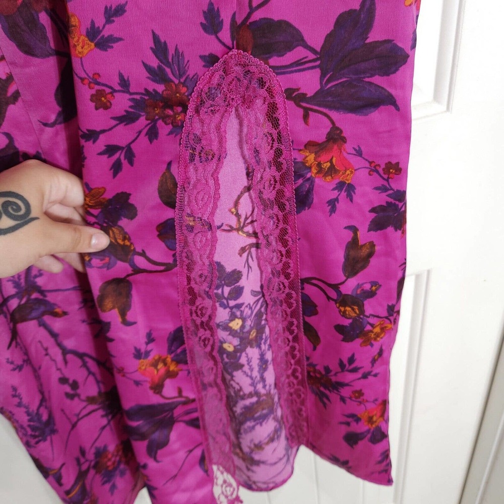 Urban Outfitters Slip Dress Audrey Purple Floral Lace Midi Satin Coquette Size S - Picture 6 of 12